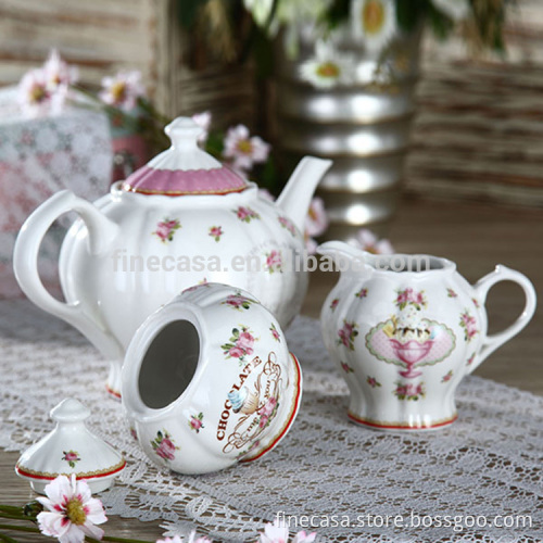 Elegant Fine New Bone China Teapot Sugar Creamer Pot of Ice Cream